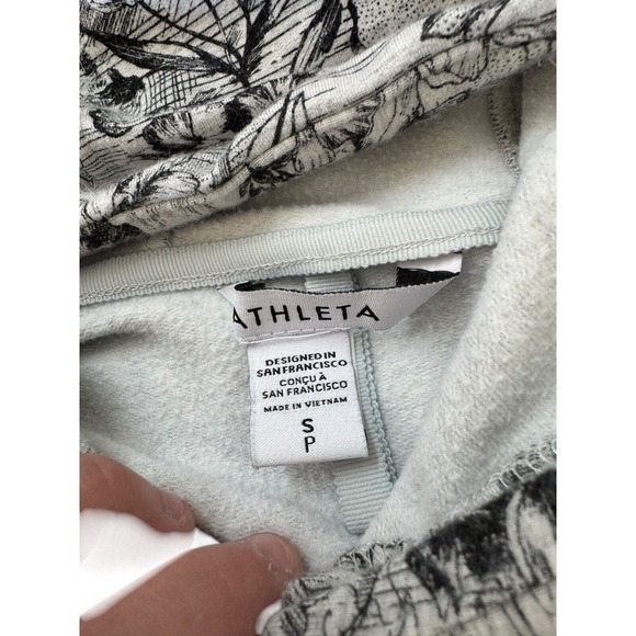 Athleta Balance Full Zip Sweatshirt Grey Floral Small Oversized Athleisure - Picture 2 of 8